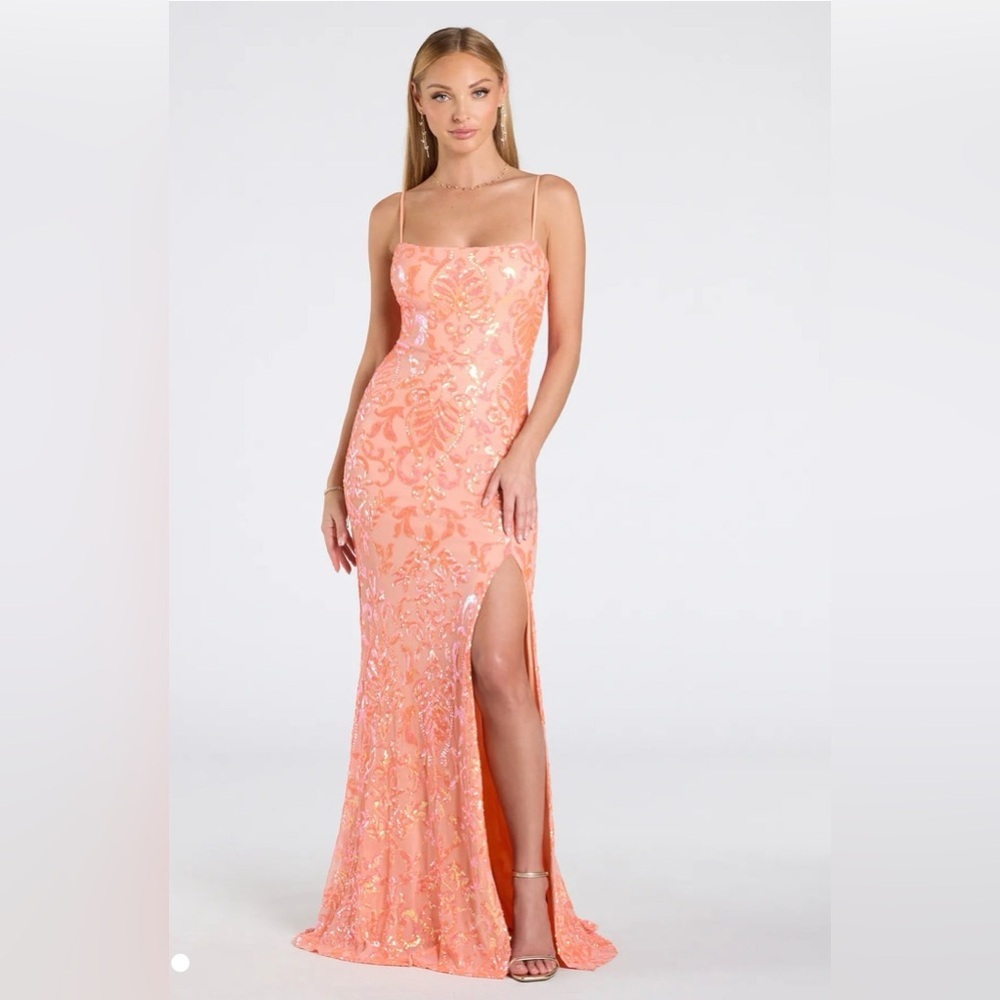 Windsor Orange Sleeveless Slit Gown